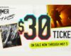 Promotional poster for Summer of Love tickets: large '$30' text, crowd hands photo, guitarist on stage, sale through May 5.